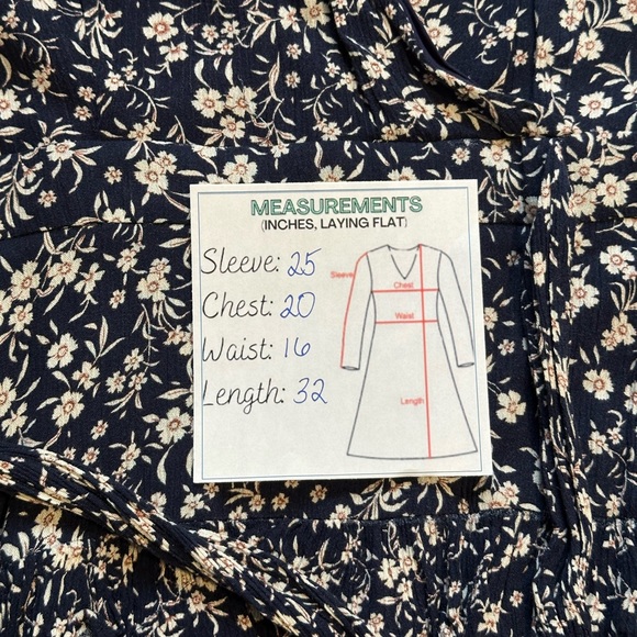Lulus Cute and Curated Navy Blue Floral Print Tiered Mini Dress / Size Large - Picture 16 of 16
